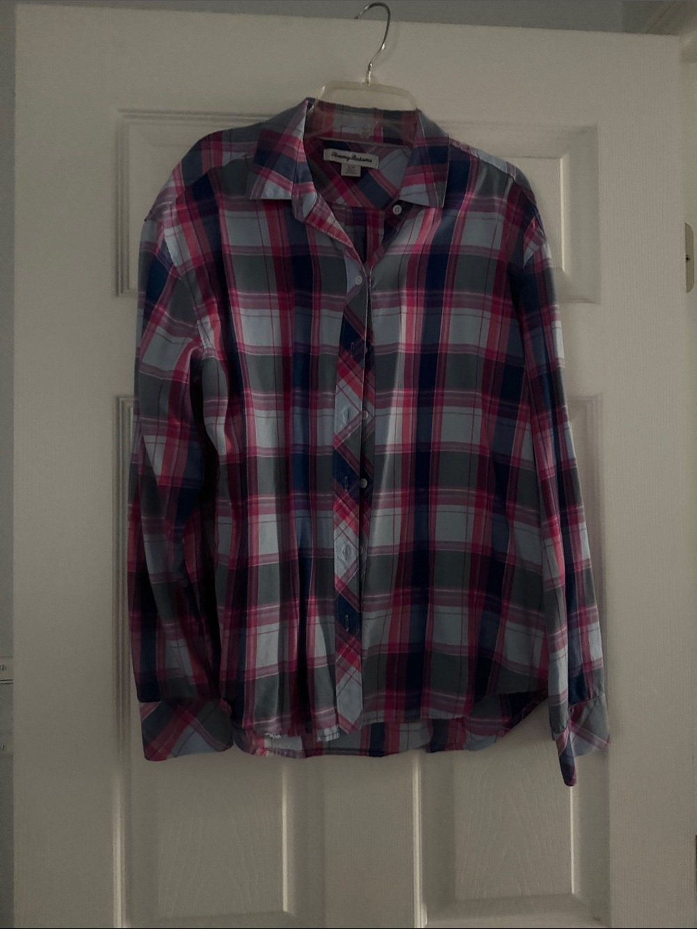 Tommy Bahama Pink, Blue & Gray Plaid Button-Down Shirt